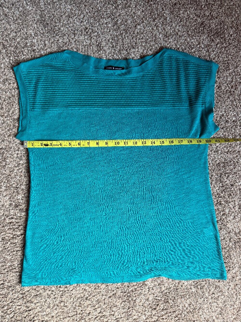 Cable & Gauge Teal Linen Blend Textured Yoke Top – Size M - Picture 4 of 9